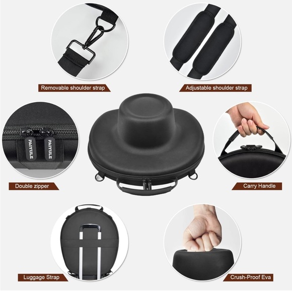 Large Hat Box Travel Fedora Cowboy Universal Size Hat Carrier Most Panama Hats - Picture 2 of 10